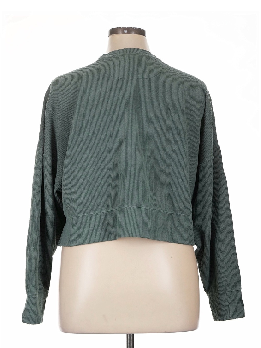 90 Degree By Reflex Ribbed Cropped Pullover in Sage Green - Picture 2 of 6